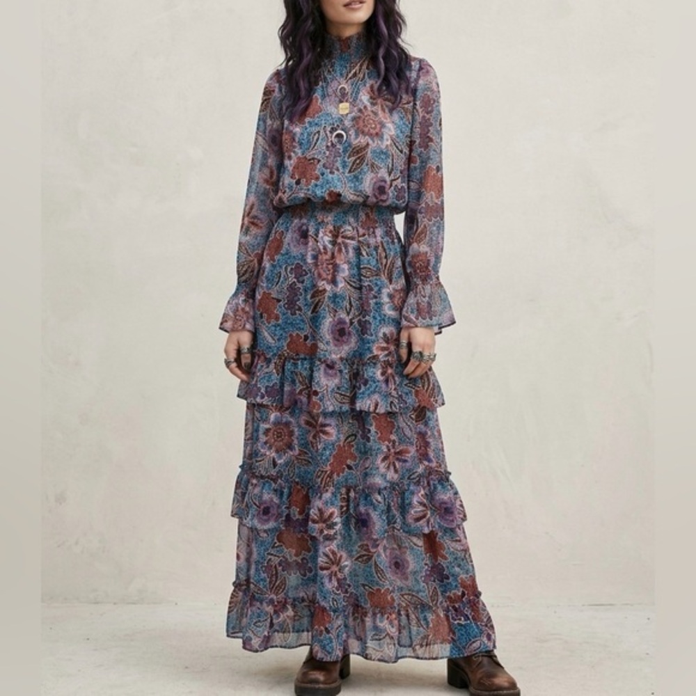 MISA LA Bethany Maxi Dress In Cerulean Flora